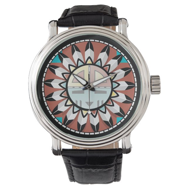 Reloj De Pulsera Máscara/Escudo de Hopi nativo americano (Anverso)