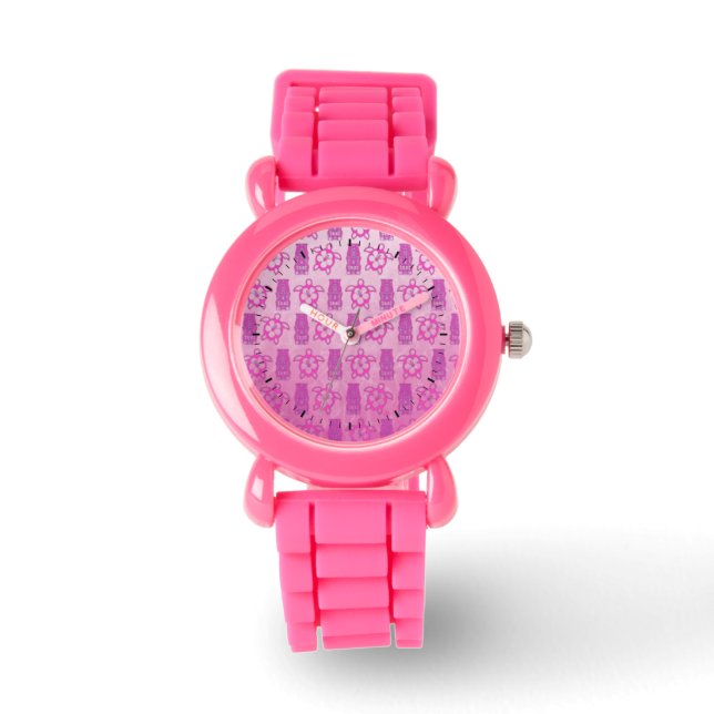 Reloj De Pulsera Máscara rosada de Honu y de Tiki (Anverso)