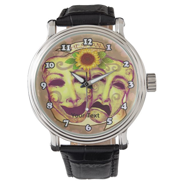 Reloj De Pulsera Máscaras de actor amarillas (Anverso)