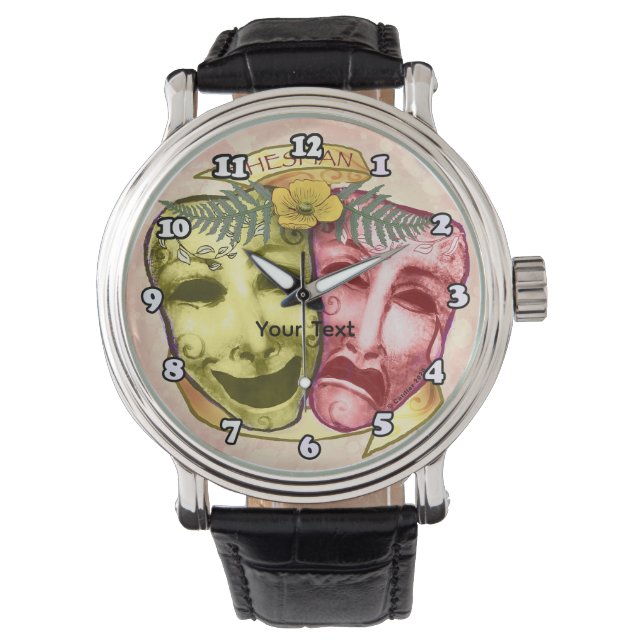 Reloj De Pulsera Máscaras de Actor Amarillas Rojas (Anverso)
