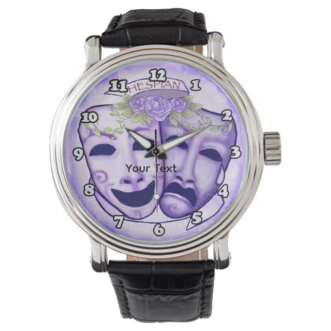 Reloj De Pulsera Máscaras de Actor Moradas (Anverso)