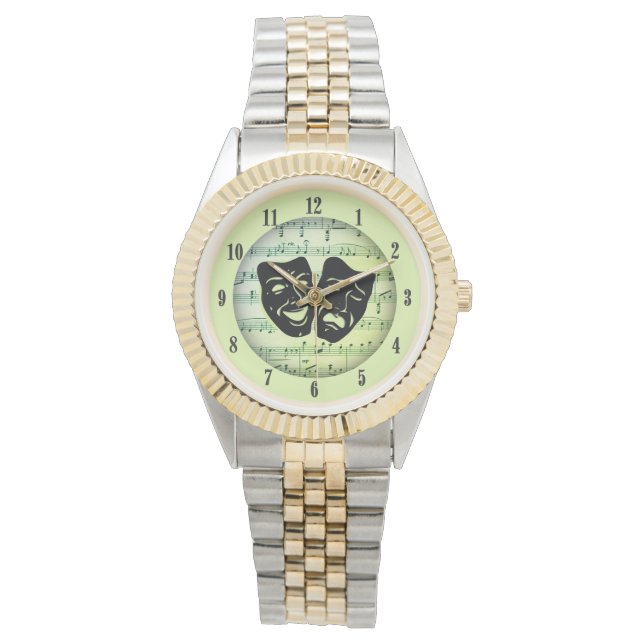 Reloj De Pulsera Máscaras de teatro y música verde (Anverso)