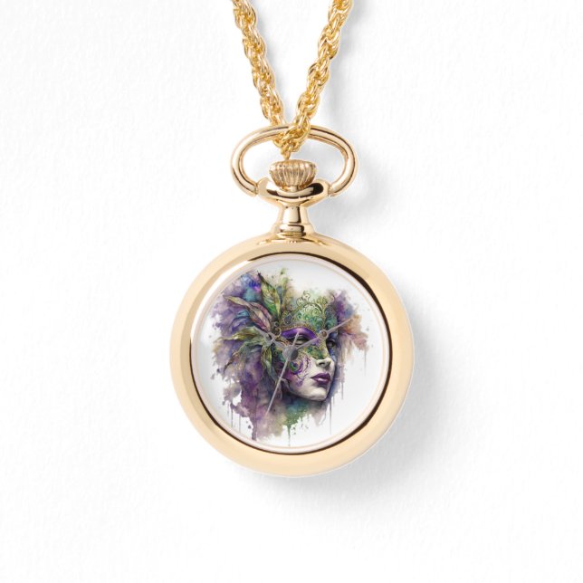 RELOJ DE PULSERA MÁSCARAS MARDI GRAS DE COLOR BRILLANTE (Anverso)