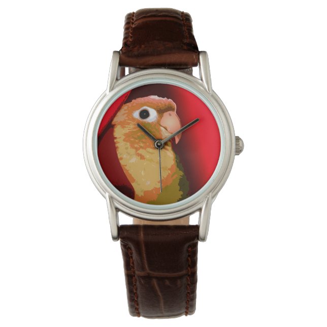 Reloj De Pulsera Mascota Conure Parrot Green Cheek Bird Pop Style R (Anverso)