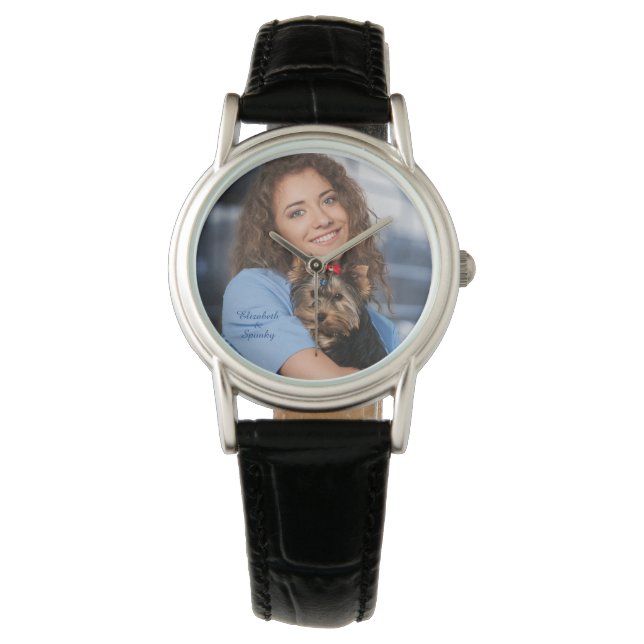 Reloj De Pulsera Mascota de perro de cachorro de amor Personaliza f (Anverso)