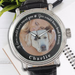 Reloj De Pulsera Mascota personalizado Mascota en memoria pierde fo<br><div class="desc">Honre a su mejor amiga con un reloj conmemorativo de un mascota de fotos personalizado. Este único recuerdo es el regalo perfecto para que usted, su familia o amigos rindan homenaje a su ser querido. Este exclusivo reloj conmemorativo de perros presenta un diseño sencillo en blanco y negro con escritura...</div>