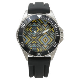 Reloj De Pulsera Masculino Geométrico Azul Dorado Negro