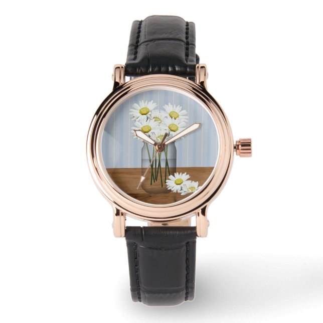 Reloj De Pulsera Mason Jar De Daisies Watch (Anverso)