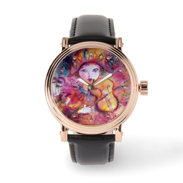 RELOJ DE PULSERA MASQUERADE VENECIANO / HARLEQUIN JUGANDO VIOLÍN (Anverso)
