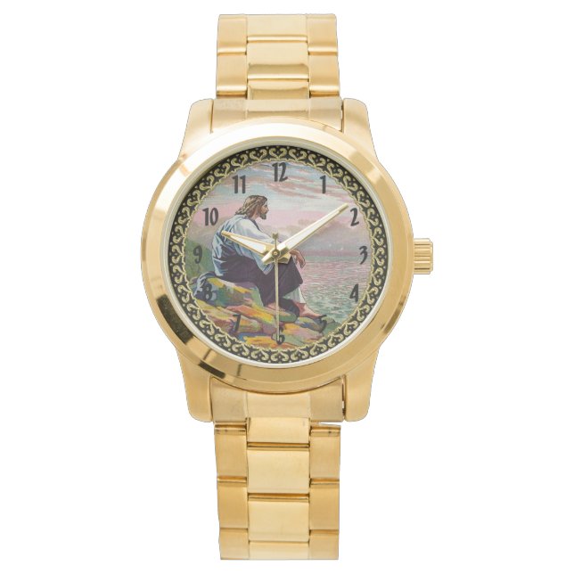 Reloj De Pulsera Mateo 14:22-23 Jesús reza él mismo junto al mar (Anverso)