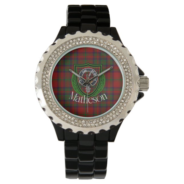 Reloj De Pulsera Matheson Scottish Clan Tartan & Crest (Anverso)