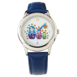 Reloj De Pulsera Matryoshka personalizado de muñecas y girasoles ru