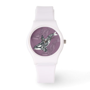 Reloj De Pulsera Mauve de ballena asesina orca morado tlingit triba