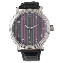 Reloj De Pulsera Mauve púrpura y carbón vegetal de cinco rayas