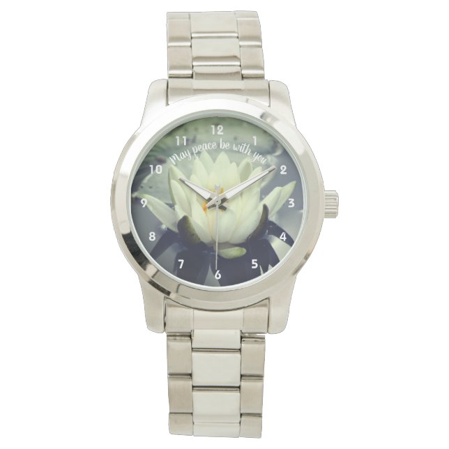 Reloj De Pulsera May Peace Be With You Lotus Inspirational   (Anverso)