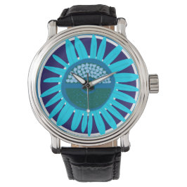 Reloj De Pulsera Mazipoodles Sunflower Sunshine: Azul 1