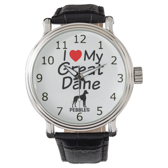 Reloj De Pulsera Me Encanta Mi Gran Perro Danés (Anverso)