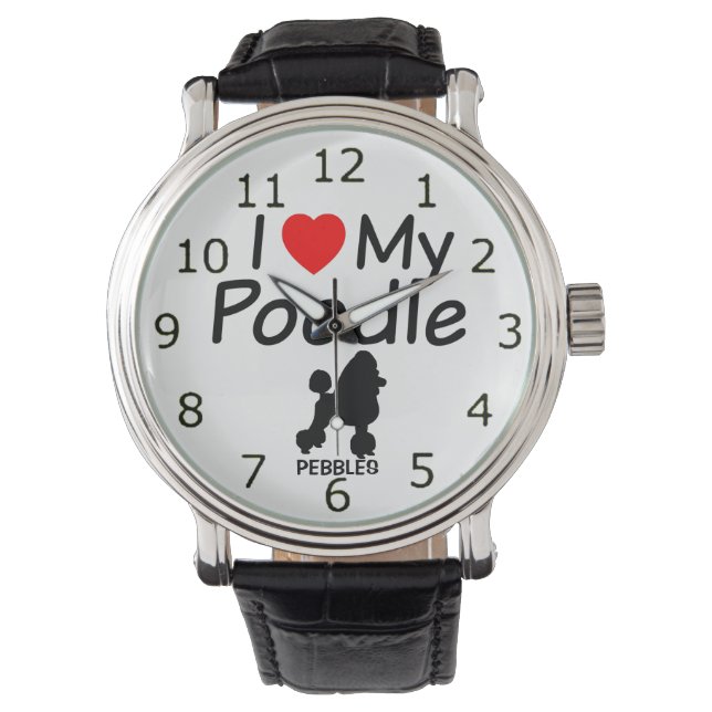 Reloj De Pulsera Me encanta mi perro caniche (Anverso)
