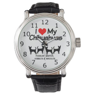 Reloj De Pulsera Me encanta mi silueta de cuatro perros chihuahua