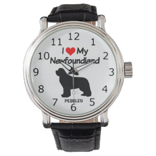 Reloj De Pulsera Me encanta mi silueta de perro de Terranova