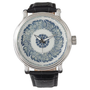 Reloj De Pulsera Medallón Chino: Chinoiserie Azul Índigo