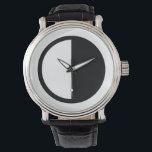 Reloj De Pulsera media hora en blanco y negro<br><div class="desc">Una forma de círculo geométrico blanco y negro gráfico genial - mitad blanco y mitad negro</div>
