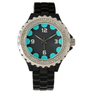 Reloj De Pulsera Media luna de color - cian sobre negro