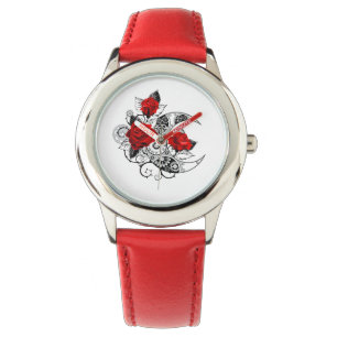 Reloj De Pulsera Media luna mecánica con rosas rojas
