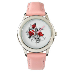 Reloj De Pulsera Media luna mecánica con rosas rojas