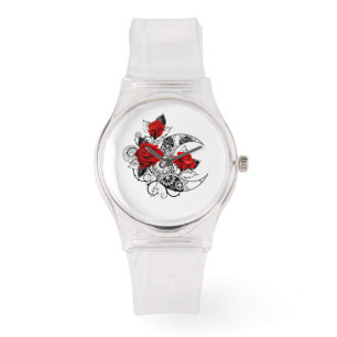 Reloj De Pulsera Media luna mecánica con rosas rojas