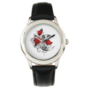 Reloj De Pulsera Media luna mecánica con rosas rojas