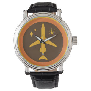Reloj De Pulsera Mediados de siglo avión retro de Brown y del