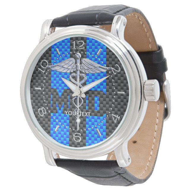Reloj De Pulsera Médica personalizado MD Caduceus Carbon Stripes (Angular)