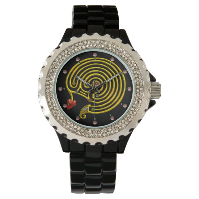Reloj De Pulsera MEDIEVAL GOLD HYPER LABYRINTH WITH GEMSTONES Black (Anverso)