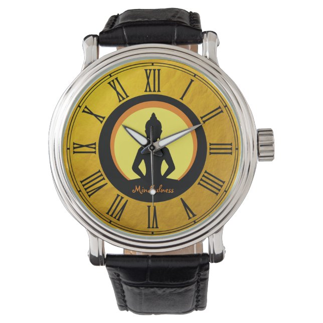 Reloj De Pulsera Meditación Dorada de la Conciencia y el Buda / Bud (Anverso)