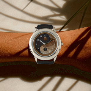 Reloj De Pulsera Meditación Elegante Bamboo Yin Yang  
