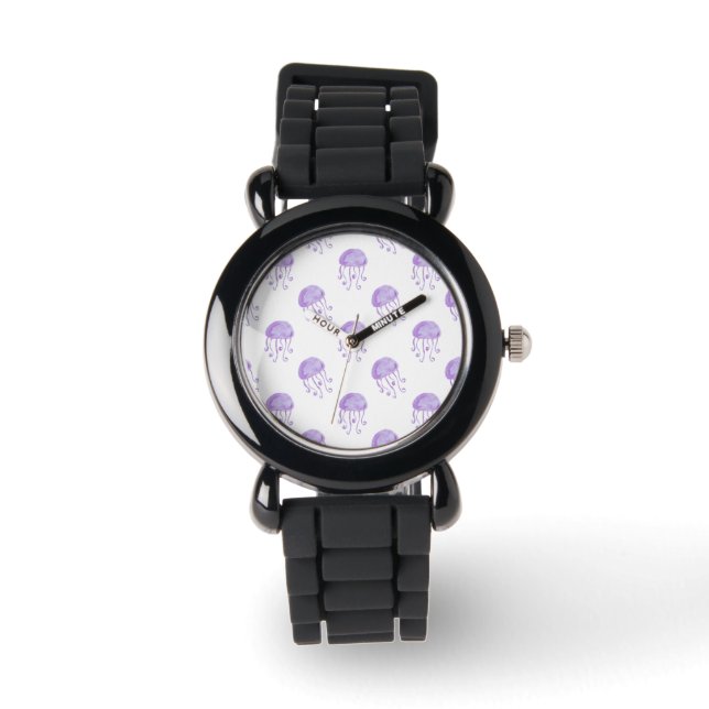Reloj De Pulsera medusa morada de acuarela (Anverso)