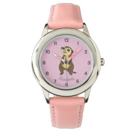 Reloj De Pulsera Meerkat Personalizado Niños simples de color rosa