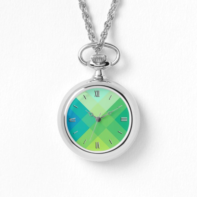 Reloj De Pulsera Mega plaid de mediados del siglo - verde jade (Anverso)