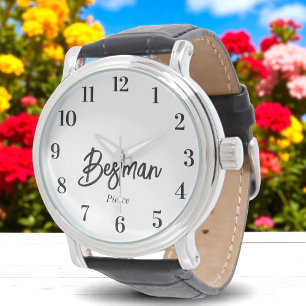 Reloj De Pulsera Mejor hombre Bodas de blanco y negro 