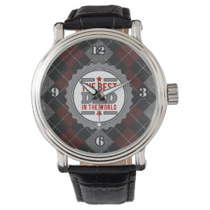 Reloj De Pulsera Mejor Papá en el Mundo Argyle Patterned