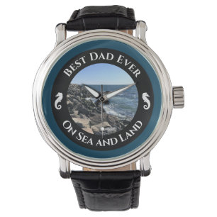 Reloj De Pulsera Mejor Papá Jamás Océano Atlántico Azul Mar Rocoso