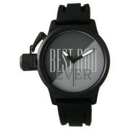 Reloj De Pulsera Mejor Papa jamás tipografía gris negro