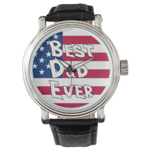 Reloj De Pulsera Mejor Papá Nunca La Bandera De Estados Unidos