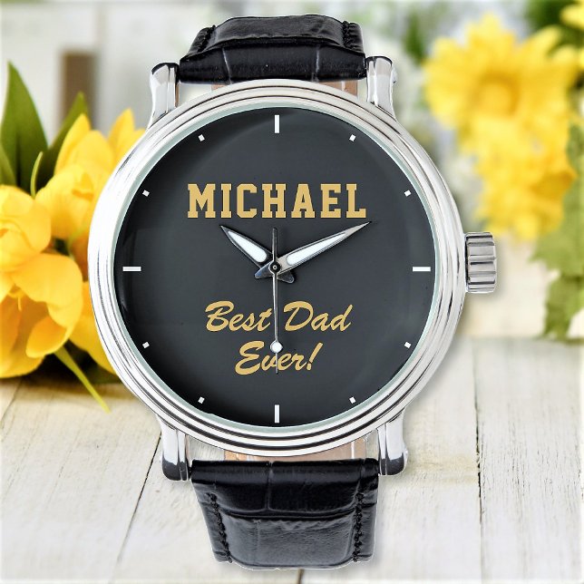 Reloj De Pulsera Mejor Papá Personalizado Elegante Texto Personaliz (Subido por el creador)