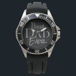 Reloj De Pulsera Mejor Papá Que Nunca Elegante Black Watch<br><div class="desc">El Best Dad Ever Stylish Modern Black Watch tiene un diseño genial para poner a papá encima con la moda. Diseñado con tipografía gris sobre negro con la frase "mejor papá jamás" centrada en la cara del reloj. ¡Hace una gran idea de regalo para el Día del Padre o cualquier...</div>