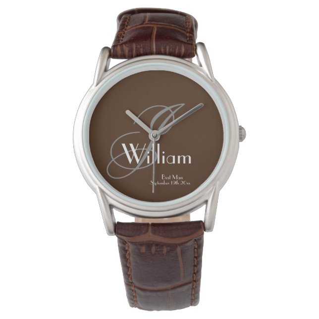 Reloj De Pulsera Mejor regalo de Boda de hombre Monograma moderno G (Anverso)