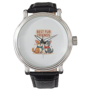 Reloj De Pulsera Mejores amigos de pelaje vintage dibujo animado de