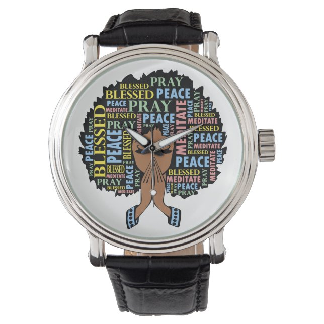 Reloj De Pulsera Melanin, mujer cristiana negra, reza (Anverso)