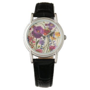 Reloj De Pulsera Melodía púrpura y anaranjada de la amapola